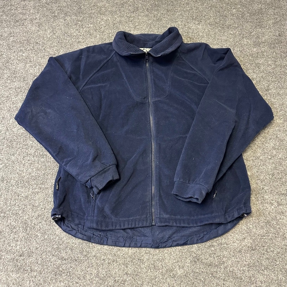 Columbia Fleece Jacket Womens Size L Navy Blue Full Zip Mock Neck Outdoor Layer